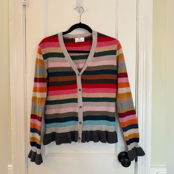 Allude Ruffled Striped Colorful Cardigan - Picture 2 of 6